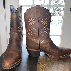 Sterling River Rhinestone Cutout Leather Cowboy Cowgirl Boots